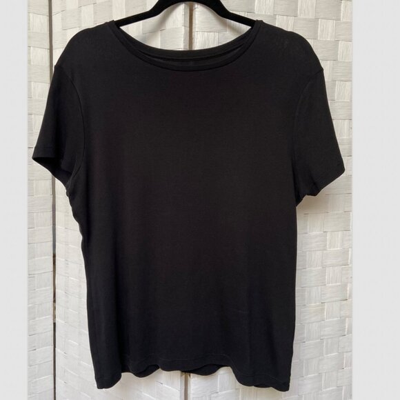 Talbots Short Sleeve 100% Pima Cotton T Shirt Black Size L - Picture 1 of 3
